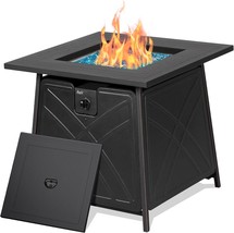 Bali Outdoors Propane Fire Pit Table, 28 Inch 50,000 Btu, Square Black - £163.91 GBP