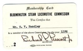 Bloomington Steam Locomotive Commission Life Membership Card - £11.07 GBP