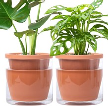 D&#39;Vine Dev 6 Inch Design Self Watering Pot For Indoor Plants, Terracotta, 2. - £40.28 GBP