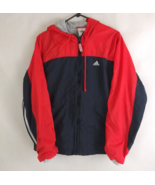 Vintage Adidas Men&#39;s Red &amp; Blue Full Zip Hooded Windbreaker Jacket Size ... - £22.96 GBP