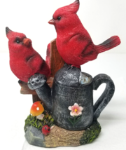 Cardinal Birds Figurine Love Couple Sitting on Water Pail Plastic Vintage - £14.86 GBP