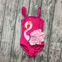 NEW Boutique Flamingo Girls Pink Ruffle Swimsuit Bathing Suit  - £6.59 GBP
