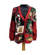 Ugly Christmas Sweater Bears Candy Canes Plus Size 22 24W Red Green Vtg 90s - €42,41 EUR