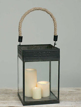 Rustic Lantern in distressed black tin - £33.77 GBP