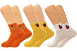 AWS/American Made Fruit Ankle Socks for Women Soft and Breathable 3 Pairs Shoe S - £7.17 GBP