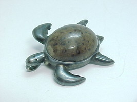 Spotted stone TURTLE Pendant and Brooch Pin in Sterling Silver - Designe... - £33.57 GBP