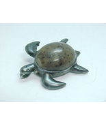 Spotted stone TURTLE Pendant and Brooch Pin in Sterling Silver - Designe... - £33.38 GBP