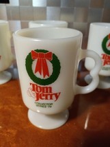 Tom &amp; Jerry Drinks Footed Mug Milk Glass 1979 Collector Series Cup Chris... - $6.93