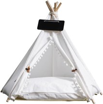 Solid Wood Cat Tent Indoor With Thick Mat,Portable Dog House Dog Teepee ... - $40.99