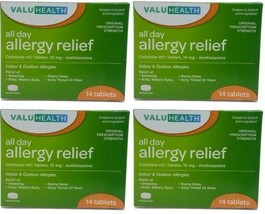 (4) All DayAllergy Relief indoor outdoor sneezing, likeZyrtec, 14 Tablet... - £15.93 GBP