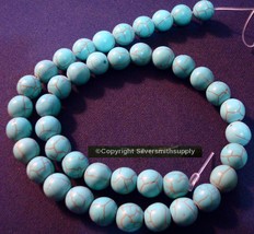 10mm Turquoise 42pcs Treated Chalk created round shaped beads 16 in BS057 - £2.72 GBP