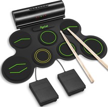 Electronic Drum Set, 7 Pads Roll Up Electric Drum Pad With Wireless, Green - $73.94