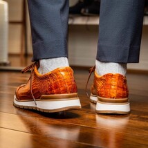 Alonzo Sporty Genuine Caiman Crocodile Sneaker Cognac image 8