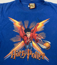 Vintage Harry Potter T Shirt 2001 Promo Book Movie Blue Tee Boys Large 7 - £23.44 GBP