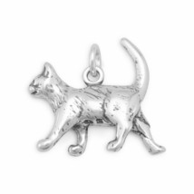 3D Walking Cat Charm Bracelet Piece Pet Animal Lovers Gift 14K White Gold Finish - £39.80 GBP
