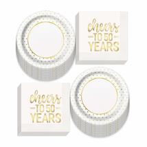 Cheers to 50 Years Birthdays and Anniversary Party Plates and Napkins - Fancy Go - £9.93 GBP