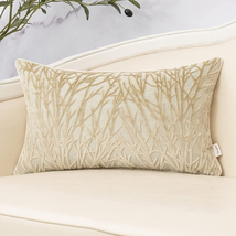 Yangest Beige Twigs Lumbar Throw Pillow Cover Branches Velvet Cushion Case Neutr - £17.99 GBP