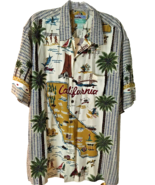 80s vintage reyn spooner hawaiian shirt L CALIFORNIA MAP  Spun Rayon EEUC - £37.86 GBP