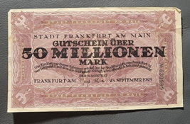  German 50M Mark 1923 Gutschein Uber Uncirculated Banknote - £3.99 GBP