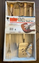 Vintage 1989 NOS Weber Chef’s 4 Piece Stainless Steel Wood Grill Kettle Tool Set - £85.93 GBP
