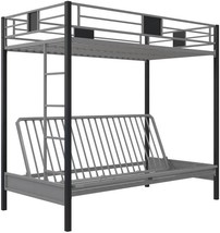 Black, Twin, Silver Screen Metal Bunk Bed With Ladder From Dhp. - $433.99