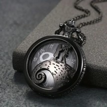 Nightmare Before Christmas Jack Skellington Quartz Pocket Watch With Chain - £9.74 GBP