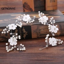 Handmade Headbands For Women White Lace Flower Tiaras Crystal Pearl Hairband Wed - £11.87 GBP