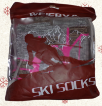 WEIERYA Ski Socks 2 Pairs PINK/Gray Medium for Skiing, Snowboarding, Out... - £14.94 GBP