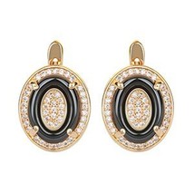  Silver Color White Stone Oval Earrings For Women Shinning CZ Ceramic U ... - £14.29 GBP