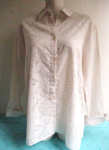 Susan Graver Cotton Blend Floral Burnout Button up Blouse Top Shirt Size Small - £14.91 GBP