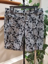 Basic Editions Women&#39;s Black &amp; White Paisley Cotton Walking Casual Short Size S - $23.00