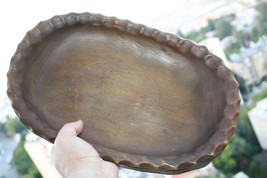 Antique Primitive Hand Carved Wooden Dough Bowl Trencher Home Bar Decor 15&quot; Rare - £88.11 GBP