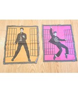 2 Young Elvis Presley Rock &amp; Roll Dancing Block Panel Cotton Fabric 10X8... - $184.56 MXN
