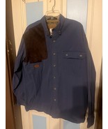 Men&#39;s Mossy Oak LS Shooter Shirt 100% Heavy Cotton Size L Long Sleeve Blue - $27.09 CAD