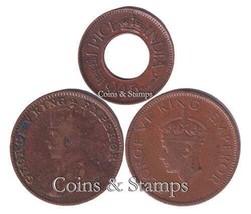 Bronze 3 Different Old Hole Pice, Quarter Anna British India Coins, Multicolour - £13.93 GBP