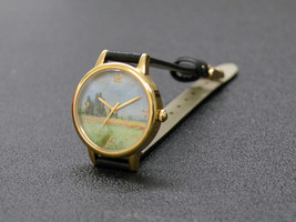 Landscape Painting Watch Gold Case Watch for women Free shipping worldwide - $45.00