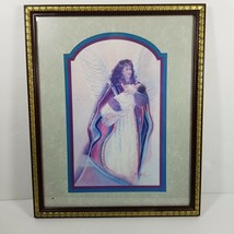 16&quot; Guardian Angel with Baby Framed Print Pink Blue God&#39;s Love Care for Child - £11.76 GBP