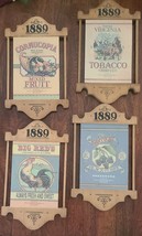 Set of Four (4) Wooden Wall Decor ~ Advertising Plaques ~ 1889 ~ 5.5&quot; x 9&quot; - £20.53 GBP