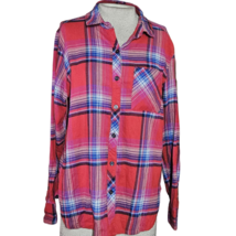 Orvis Red and Blue Plaid Button Up Flannel Top Size Medium - £27.22 GBP