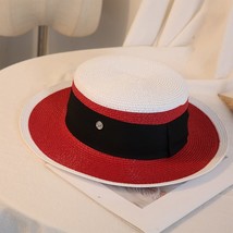 Summer Elegant Retro Women Flat Top Straw Hat Trip Caps Beach  Hats M Le... - £151.87 GBP