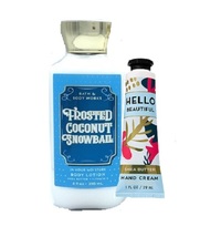 Bath &amp; Body Works Frosted Coconut Snowball Lotion w Hello Beautiful Crea... - £13.86 GBP
