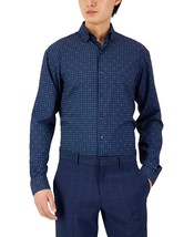 Alfani Men&#39;s Regular Fit Travel Ready Geo-Print Dress Shirt Navy-15-15.5... - $19.99