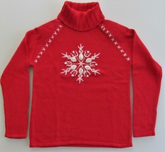 Crystal Kobe Women&#39;s Snowflake Turtleneck Sweater Size Large - £13.58 GBP