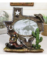 Rustic Western Texas State Map Cowboy Boot Longhorn Cactus Picture Frame... - €22,30 EUR