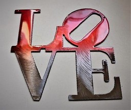 Love Word (Boxed) - Metal Wall Art - Red Faded Silver 6&quot; x 6&quot; - £14.16 GBP
