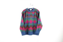 Vtg 90s Coogi Style Womens M Ed Bassmaster Rainbow Geometric Knit Sweater USA - £42.48 GBP