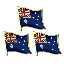 3 Australian Flag Pins 0.5&quot; Metal Lapel Pin Australia Hat Tie Tack Au Lot Set - £7.92 GBP