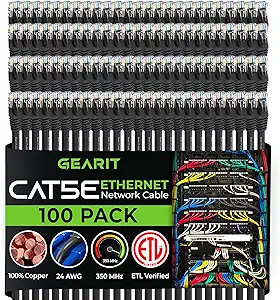 GearIT 100-Pack, Cat5e Ethernet Patch Cable 3 Feet - Snagless RJ45 Compu... - $268.99