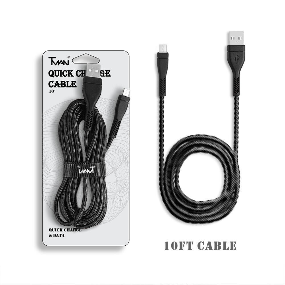 10Ft Long Premium Fast Charge Usb Cord For Alcatel 3L, Alcatel A30 Plus Phone - $19.99