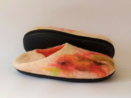 US10.5 Orange Felt slippers for women  * Handmade house shoes  - £29.42 GBP